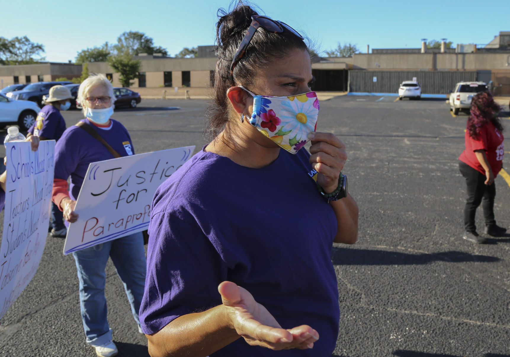 support staff workers rally, east chicago schools